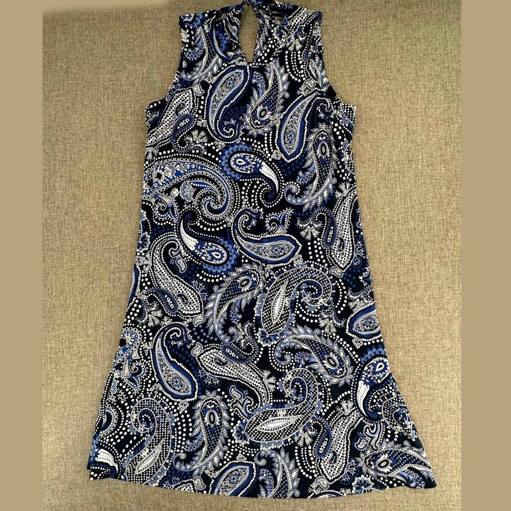 Tommy  Hilfiger Shift Dress  Blue & White Size‎ 2 Paisley Print Sleeveless